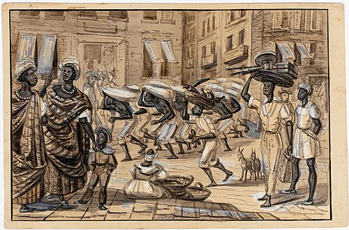 Scène de la Rua Direita. Nègres porteurs de caffé - Negresses affranchies Nègre affranchi - Voyageur, 1840, Harro Harring