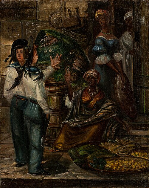 Cena em uma venda: marinheiros negociam com negras, 1843, Harro Harring