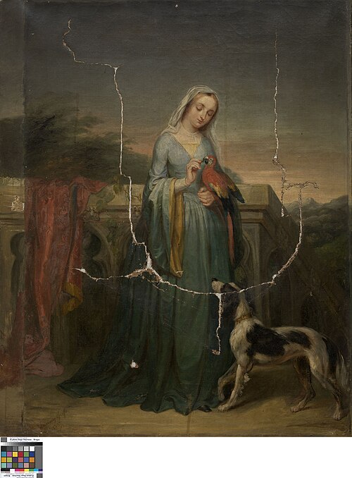 Dame met papegaai, 1837, Fanny Corr