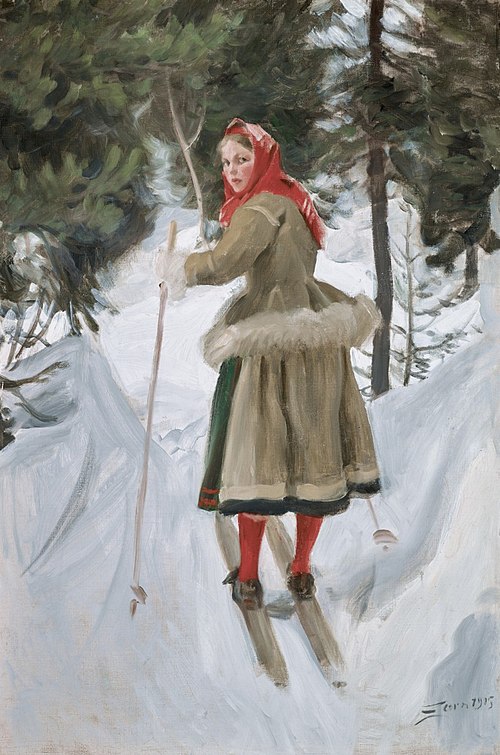 Girl from Mora Skiing, , Anders Zorn
