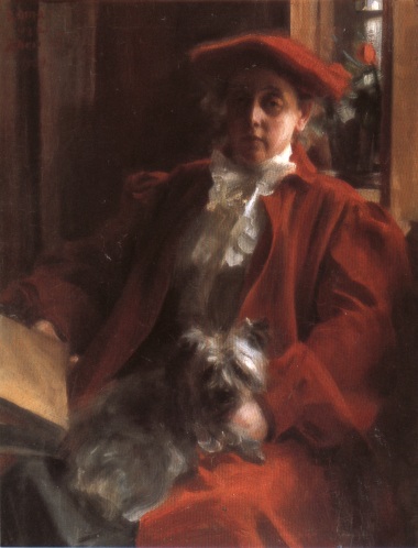 Emma Zorn and Mouche, the dog, 1902, Anders Zorn