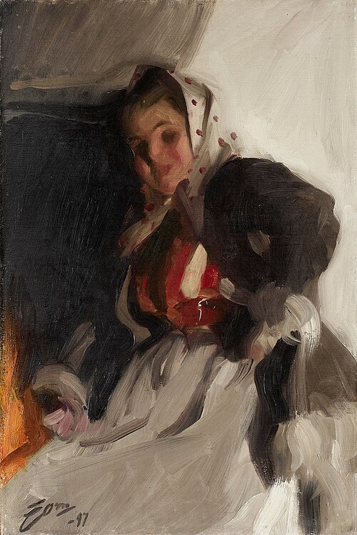 By the fireplace, 1897, Anders Zorn