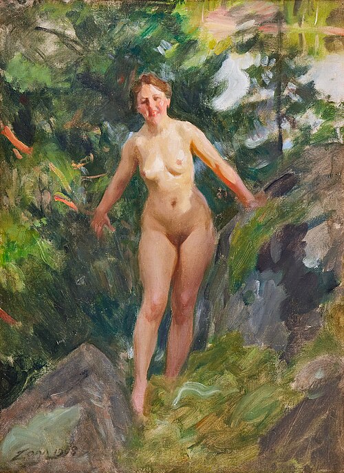Naked in a rocky forest, 1908, Anders Zorn