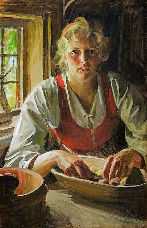 Peeling potatoes, 1920, Anders Zorn