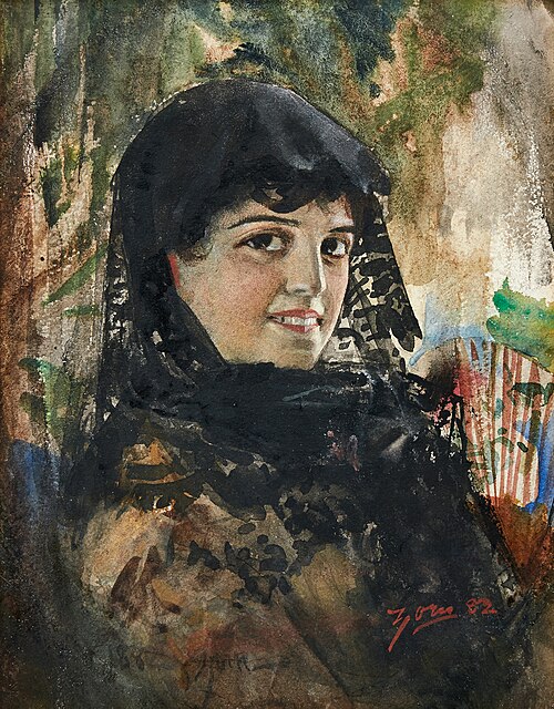 Spanish Lady in Black Mantilla, 1882, Anders Zorn