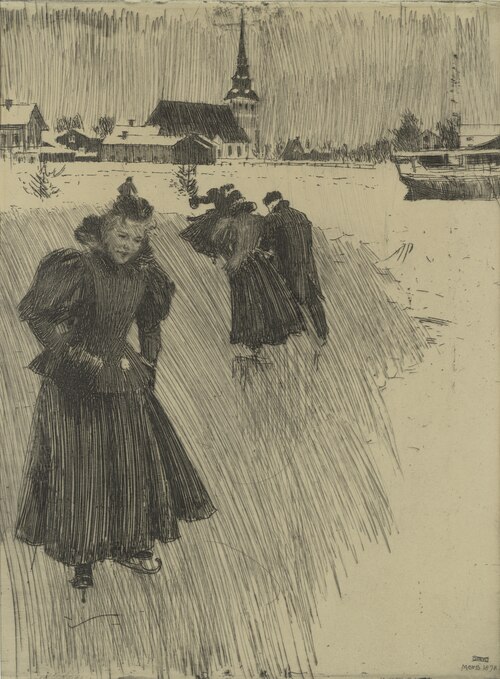 On the Ice at Mora, 1898, Anders Zorn