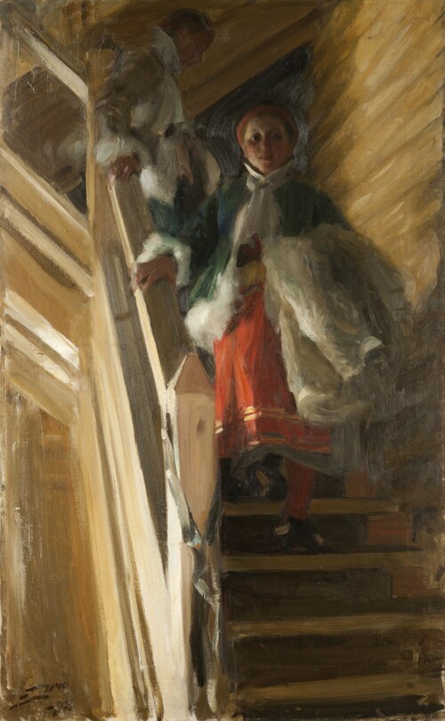 On the Attic Stairs, 1898, Anders Zorn