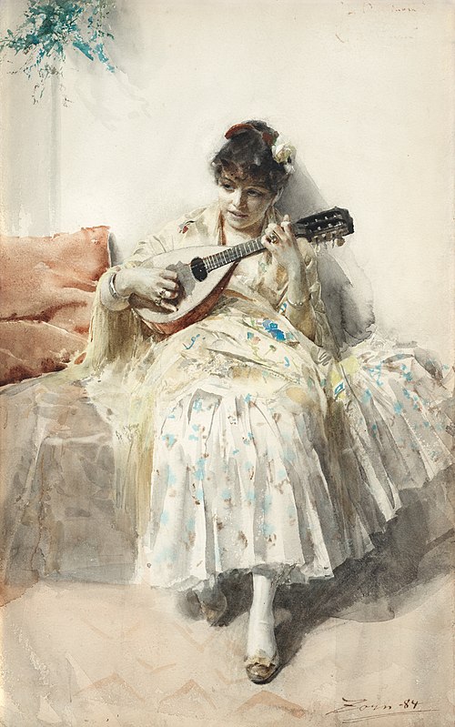 Fille jouant de la mandoline, 1884, Anders Zorn