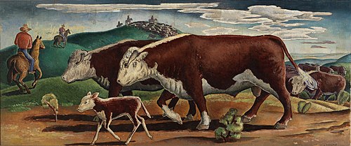 Cattle Round-Up (mural study, Eureka, Kansas Post Office), 1938, Vance Kirkland