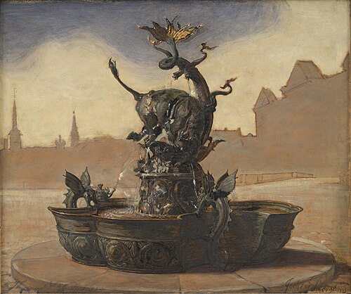 Skitse til Dragespringvandet, 1889, Joakim Skovgaard