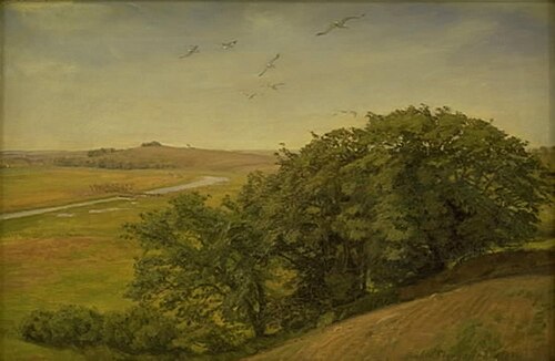 Landskab med træer på en skrænt, 1888, Joakim Skovgaard
