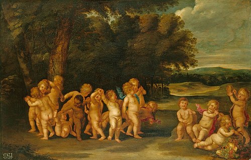 Putti Dancing in a Landscape, 1641, Pieter van Avont