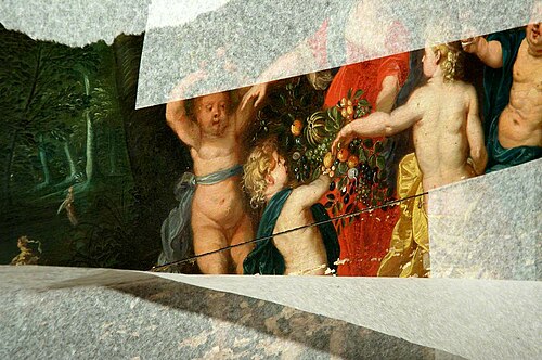 Silenus, Flora, Nymphs and Fauns revelling in a Wooded River Landscape, 1636, Pieter van Avont