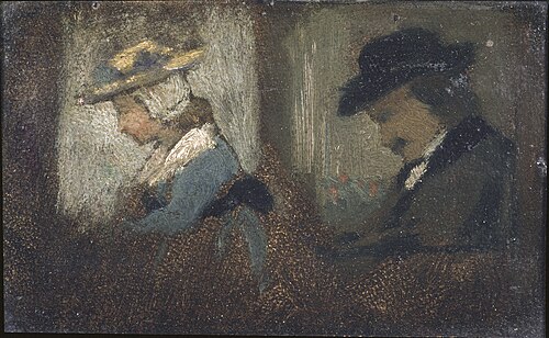 Two Figures in a Railroad Car, 1870, Frédéric Bazille