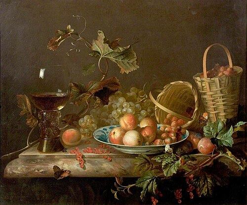 Fruit Piece with Wine Glass, 1692, Barend van der Meer