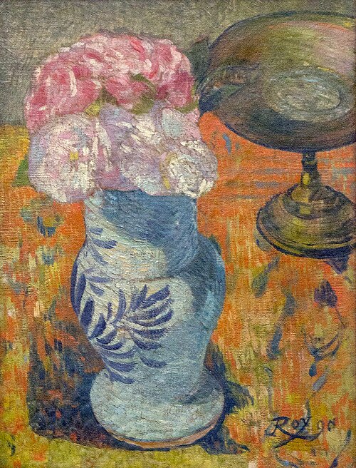 Bouquet au vase de Quimper, 1890, Louis Roy