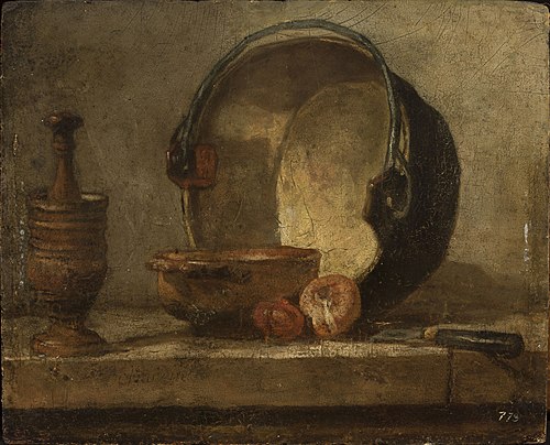 Still life with kitchen utensils, , Jean Siméon Chardin