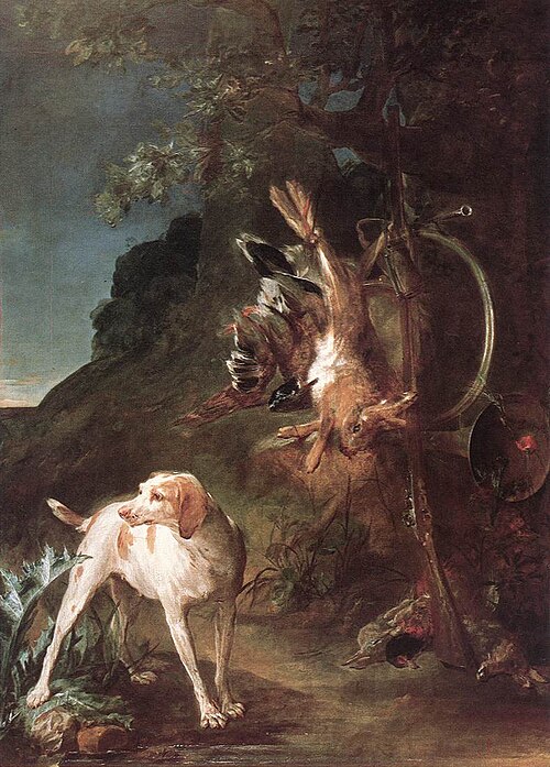 Gibier mort et chien de chasse, 1730, Jean Siméon Chardin