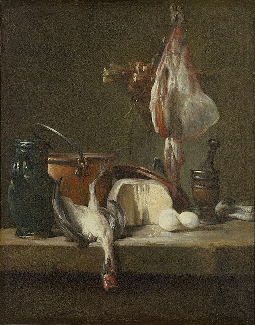 Nature morte avec raie et panier d'oignons, 1732, Jean Siméon Chardin