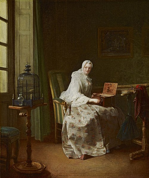 Lady with a Bird-Organ, 1753, Jean Siméon Chardin