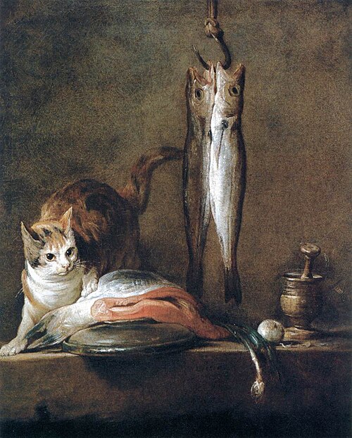 Still Life With Cat and Fish, 1728, Jean Siméon Chardin
