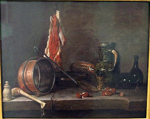 Menu de gras et Ustensiles de cuisine, 1731, Jean Siméon Chardin