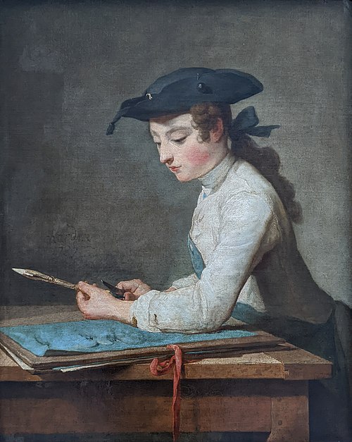 Jeune Dessinateur taillant son crayon, 1737, Jean Siméon Chardin