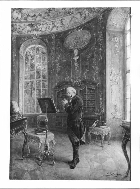 Friedrich der Große in der Bibliothek von Sanssouci, 1911, Carl Wilhelm Anton Seiler