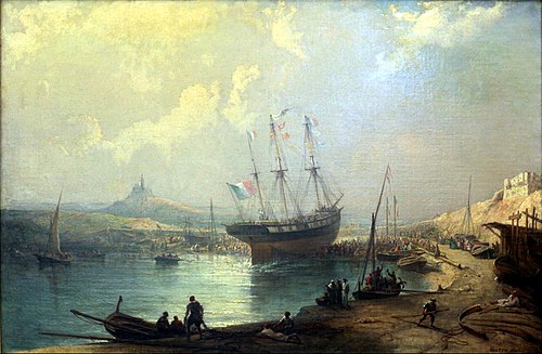 Le lancement du Maximus dans les environs de Marseille, 1869, François Pierre Barry