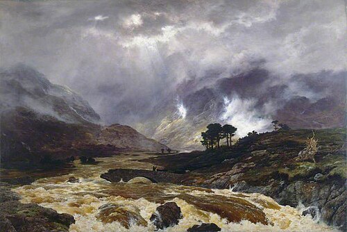 A Spate in the Highlands, 1866, Peter Graham