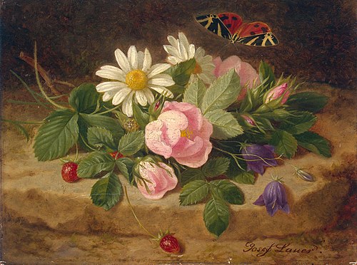 Bouquet of Flowers with a Butterfly, 1850, Josef Lauer