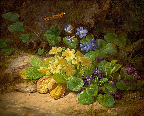 Kleines Blumenstück (Alpenblumen), 1860, Josef Lauer