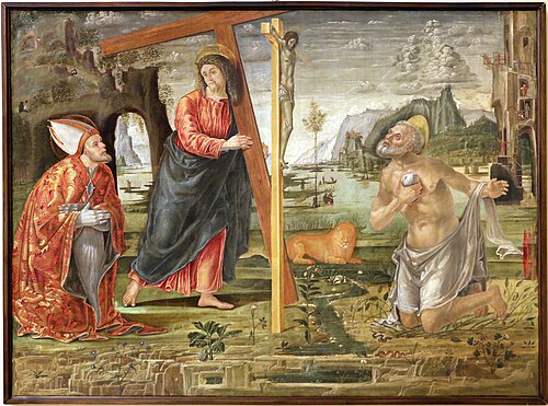 cristo portacroce tra i ss. girolamo e agostino, 1492, Bernardo Parentino