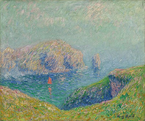 View of the Bay with Sailboat, 1912, Henry Moret