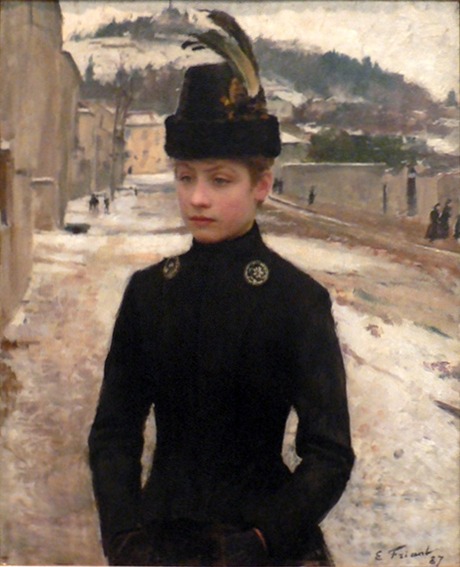 Jeune nancéienne dans un paysage de neige, 1887, Émile Friant