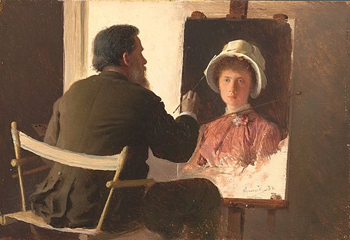 Kramskoy Painting a Portrait of His Daughter, 1884, Ivan Kramskoï