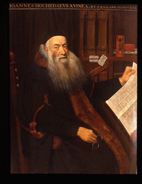 Portret van Johannes Hochedaeus a Vinea, predikant van de Waalse kerk in Amsterdam, 1616, Abraham Vinck