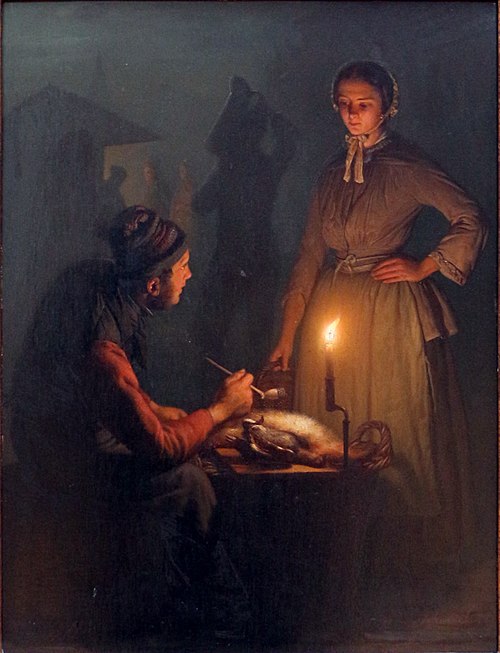 Un marché le soir, 1850, Petrus van Schendel