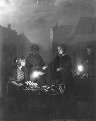 Koopvrouw bij avond, 1860, Petrus van Schendel