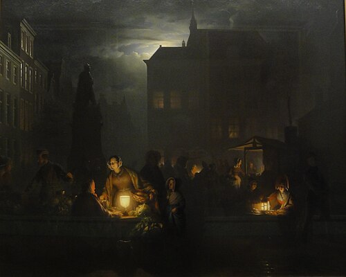Antwerp Market by Night, 1843, Petrus van Schendel