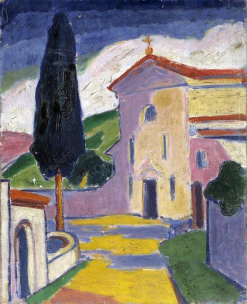Church with Cedar Tree on Left, , Carl Newman