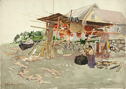Salmon Drying, Indian Village, Alaska, 1897, Theodore J. Richardson