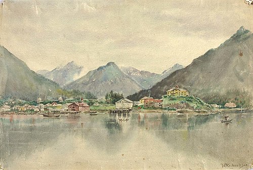 Sitka from the Islands, Showing Russian Castle, 1888, 1888, Theodore J. Richardson