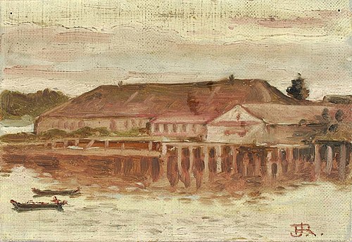 Trading Post and Wharf Buildings, Sitka, Evening, 1897, Theodore J. Richardson