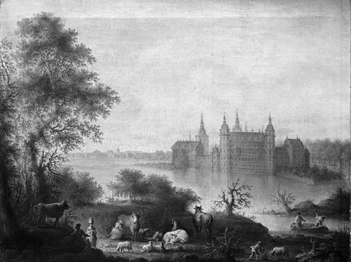 Prospekt af Frederiksborg Slot, 1802, Anthon Christoffer Rüde