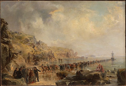 Landing the Shore End of the Atlantic Cable, 1866, Robert Charles Dudley