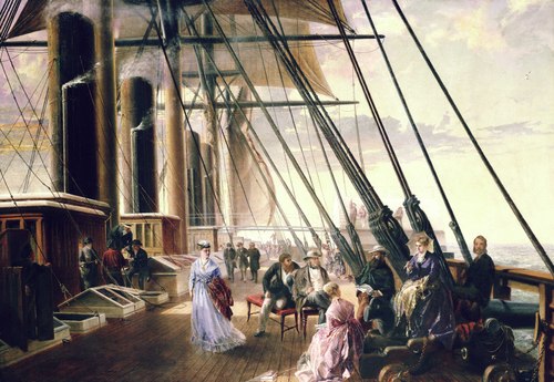 A deck scene on the 'Great Eastern', 1868, Robert Charles Dudley