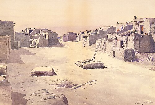 Street in the Pueblo of Oraibi, Tusayan, Arizona, 1888, De Lancey Gill