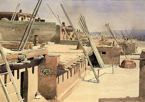 Street in the Pueblo of Zuni, New Mexico, 1888, De Lancey Gill