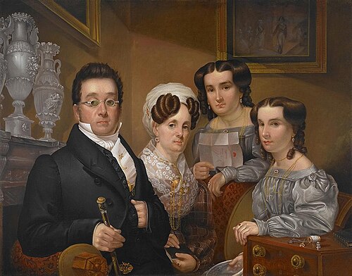 Samuel Beals Thomas, with His Wife, Sarah Kellogg Thomas, and Their Two Daughters, Abigail and Pauli, 1830, Edward Dalton Marchant